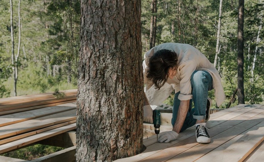 Stock photo of deck builder how it works work